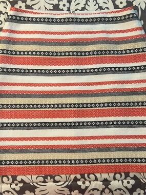 LOFT Striped Pencil Mini Skirt Orange, Black & White Size 4 Lined 100% Cotton